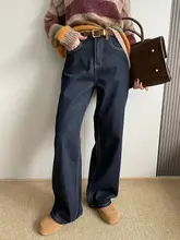 高腰デニムワイドパンツ【加絨・大人の魅力を引き立てる・フィット】