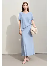 通勤に最適！シンプルなデザインの丸首短袖シフォンブラウス【快適でスリムな着心地】