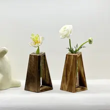 インスクリエイティブ無垢材水耕栽培 花瓶 装飾フィギュア