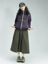 春秋用学生向けカジュアルなカラーコントラストジップ短丈ジャケット【フード付き・保温・フリ ース素材】