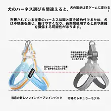 夏用 通気性のある  バイカラー犬用ハーネス【小型犬用・首に優しいリード付き】