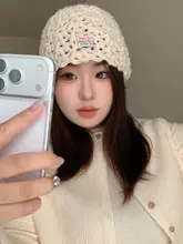 大きいサイズの韓国風レースニットバケットハット