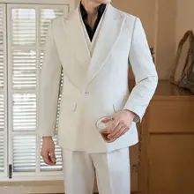 白色ジャケット【イギリス風・スリムフィット・新郎用・結婚式用】（セットアップ対応）