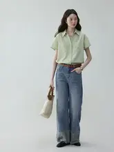 シンプルなポロ襟のゆったり通勤用半袖シャツ【着心地の良いカジュアルスタイル・女性用】
