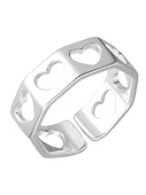 925シルバー製ハートデザインリング【オープンスタイル・幾何学模様・女性用】