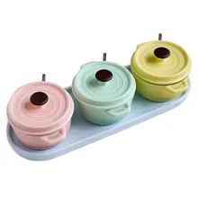 マカロンカラー陶器調味料入れセット【和風・北欧デザイン・3点セット】