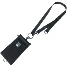 軽量ネックポーチ【男女兼用・ブラック・ナイロン製・携帯電話・パスポート用・ジッパー付き】