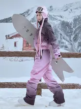 ピンクグラデーションのスワロフスキー付きスキーウェア【防水・保温・スノーボード対応】（セットアップ対応）