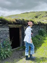 MsDidion エコ酵素洗浄コットンデニム ハイウエストストレートパンツ【オールシーズン・ウォッシュドデザイン】