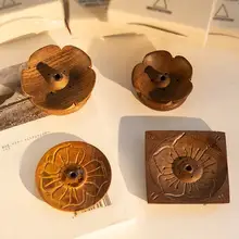 ネパール製 木製手描き蓮の花香炉【大直径・インテリア装飾用】