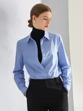 デザイン性のある青いストライプのロングスリーブシャツ【ゆったりしたフィット・秋冬用】