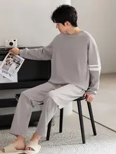 モーダル メンズ 春秋 長袖 ラウンドネック パジャマ