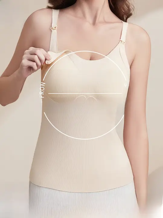 羊毛とシルクの吊りストラップタンクトップ【授乳対応・胸パッド付き・保温性】