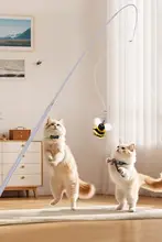 伸縮式キャットボール棒【インタラクティブ玩具・替えヘッド付き・猫用】