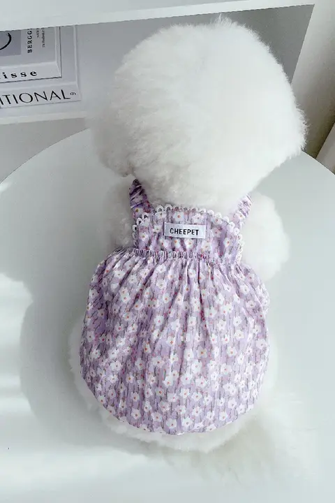 ペット服 犬 猫 キャミワンピース 花柄 コットン 通気性 パンプキンシルエット 小型犬 ビション トイプードル カジュアル インスタ映え 春夏