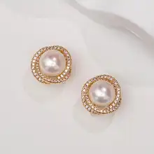 925純銀製 ノーピアスイヤリング【強光天然淡水真珠・女性用】