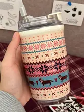 フェア島デザインのコーヒーカップ【保温機能・携帯用・クリスマスカートゥーン】