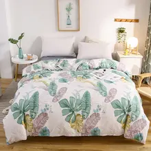 花柄デザインの全棉被カバー【スラブ織・春秋用・シングル＆ダブル対応】（セットアップ対応）