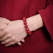 透光性の朱砂クリスタルビーズブレスレット【男女兼用・贈り物に最適】