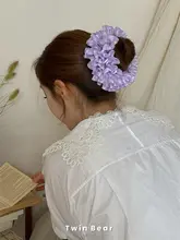 ボリュームたっぷりのレースフラワーヘアゴム【ジャイアントハイドランジアデザイン】