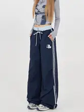 パラシュートパンツ ワイドパンツ メンズ ネイビー ダブルウエスト 防水 速乾 アメカジ ヴィンテージ ストリート「Remedie」