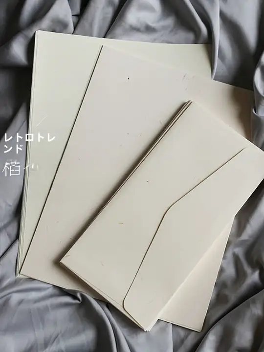 ヴィンテージ風草香る羊皮紙の手紙と封筒【シンプルな日本風・練習用・書道用】（セットアップ対応）
