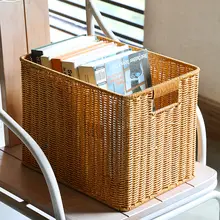 収納バスケット 大サイズ 家庭用 浴室 キッチン用 プラスチック製 籐編