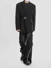 テーラードジャケット メンズ デコンストラクション パッド入り オーバーサイズ メタルディテール カジュアル 上品「LUCE GARMENT」