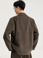 ジャケット アウター メンズ ノーカラー ウール風 テクスチャー ビッグシルエット 着回し カジュアル 秋