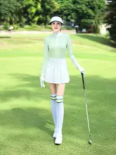 ゴルフ用プリーツAラインスカート【ブラウン・グレー・ホワイト・透け防止】