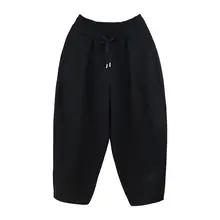 した着心地の9分丈ルーズパンツ【ハーレムスタイル・秋用・黒】