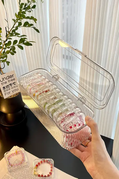 透明アクリル製ジュエリーボックス【手首用ブレスレット・ネックレス収納・防酸化・携帯型】