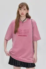 刺繍入りショートスリーブTシャツ【レディース・ヴィンテージ風・コットン100%・夏用】