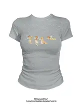 コットン製 ショートスリーブTシャツ【スリムフィット・ウエストシェイプ・女性用】