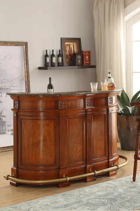 アメリカンスタイルの無垢材バー台テーブル【家庭用・オープン収納・カウンター兼用】