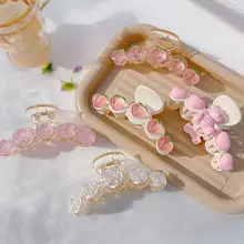 水蜜桃デザインの大きなヘアクリップ【甘いスタイル・シャーククリップ】
