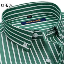 ストライプ柄長袖シャツ【メンズ・グリーン・カジュアルスタイル】