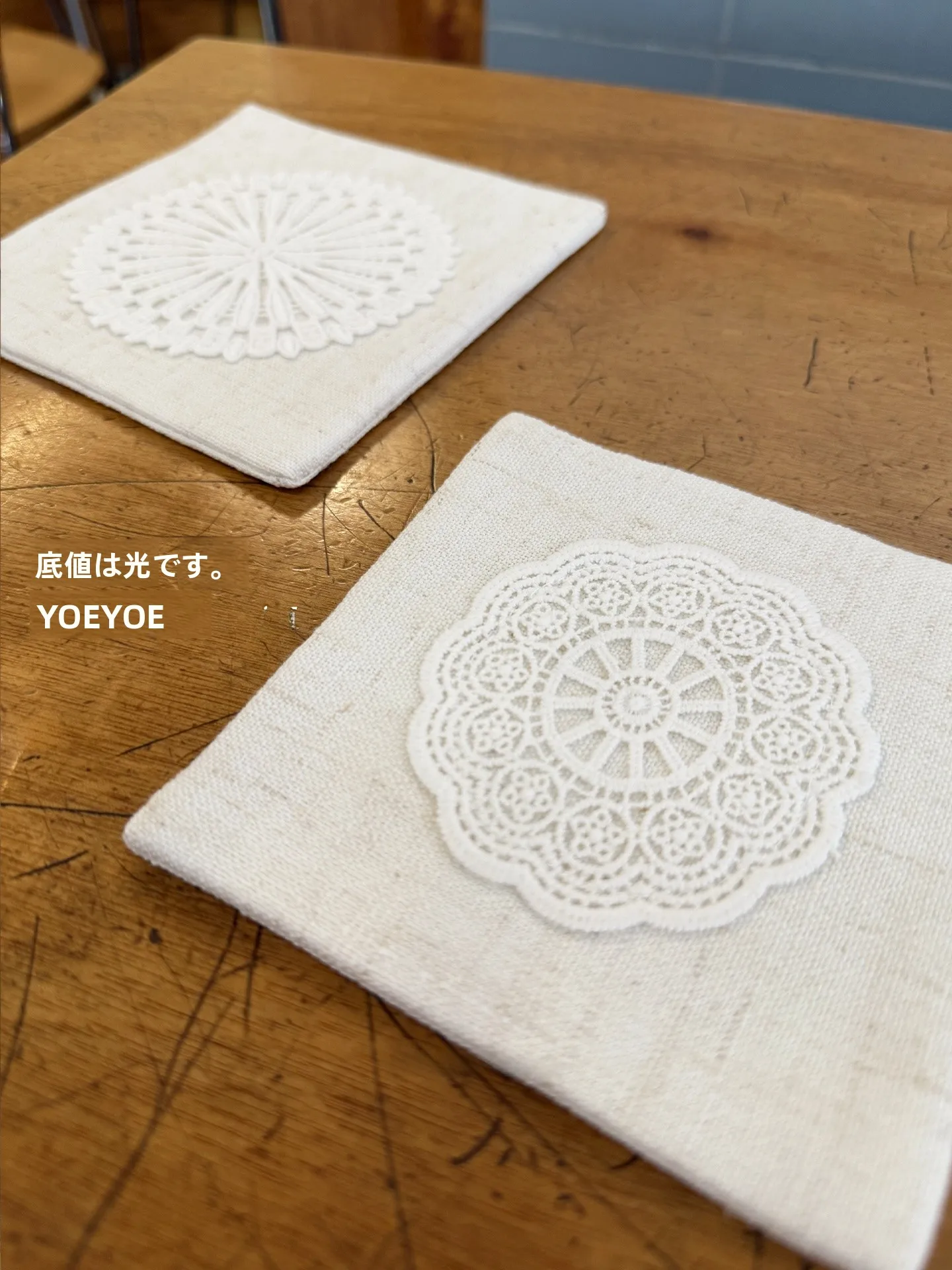 刺繍入りリネン製コースター：無料図案ダウンロードと韓式レトロデザインの実用性