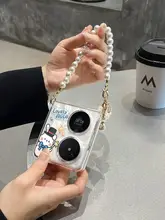 MASFEIL Huawei Pocket 2用 透明全包型スマホケース【折りたたみ式・ストラップ付き・衝撃吸収】