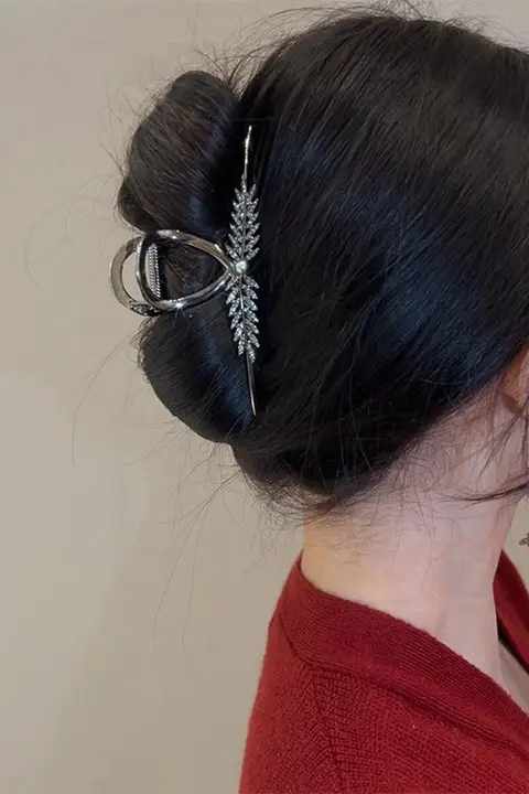 麦穗デザインの大きなサメクリップヘアアクセサリー【エレガント・後頭部用】