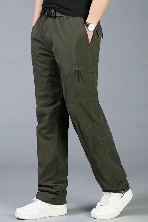 秋冬用 裏起毛 ワークパンツ メンズ ゆったりストレートカジュアルパンツ【コットン・多ポケット・大きいサイズ】