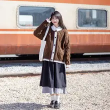 黒のパッチワーク レトロチェック柄 スカート【Aライン・女性用・体型カバー】