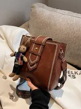 レトロなミニショルダーバッグ【スタイリッシュ・ワイドストラップ・バケツ型】