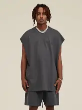 305G 重厚 無袖 Tシャツ 男性 スポーツ 無地 ゆったり タンクトップ 夏