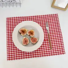 チェック柄布製ランチマット【スタイリッシュ・高級感】