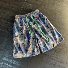 色織り花模様 メンズショートパンツ【高級感・フルレングス・快適ウエスト】（セットアップ対応）
