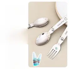 折りたたみフォークとスプーンのアウトドア用携帯食器セット【304ステンレス製・旅行・便利】