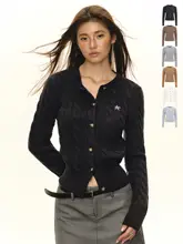 アメリカンレトロ編みこみニットカーディガン【女性用・秋用・インナーにも最適】