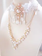 ネックレス パール レース 六芒星 ホワイト ハンドメイド ロリータ 花嫁 ウェディング 着回し