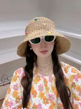 カラフルな編み込み麦わら帽子女性の夏の新しいスタイル